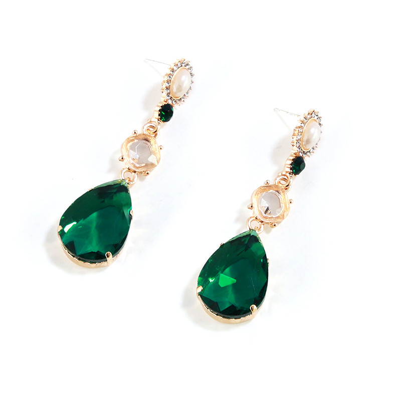 Long earrings | Baroque pearl earrings | Rhinestone inlaid earrings
