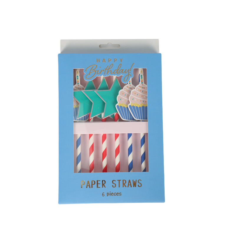 Striped Paper Straws Set