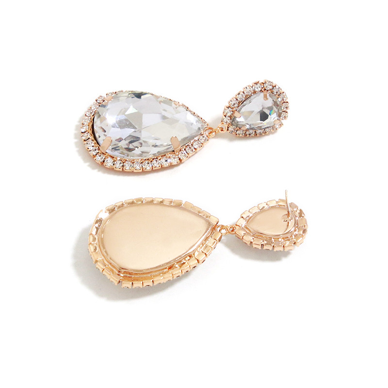 Drop-shaped glass earrings | Alloy earrings | European and American diamond earrings