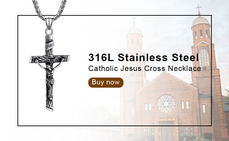 Beautiful and Sturdy Big Jesus Cross Silver Necklace