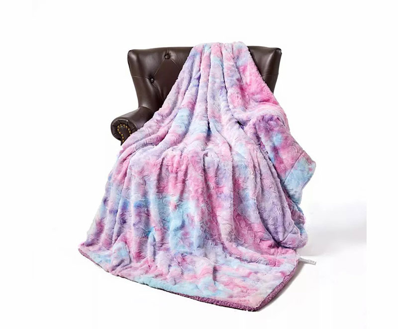 Double-sided rainbow tie-dye PV blanket 1010409