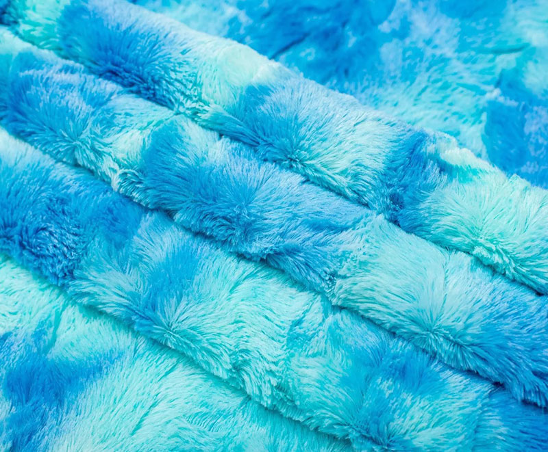Romantic blue ocean tie-dyed PV fur blanket 1010412