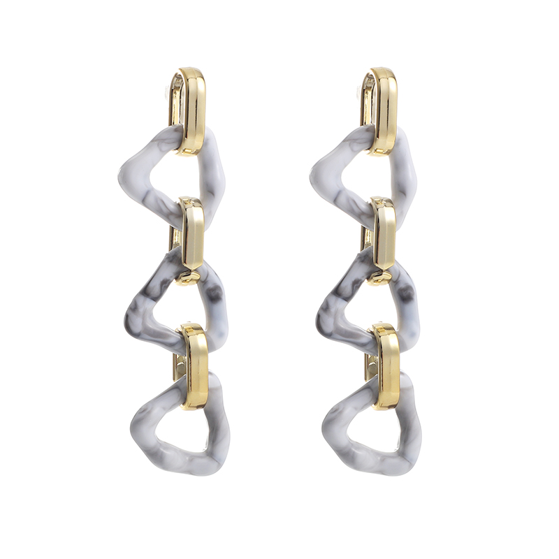 gold marble chain earring