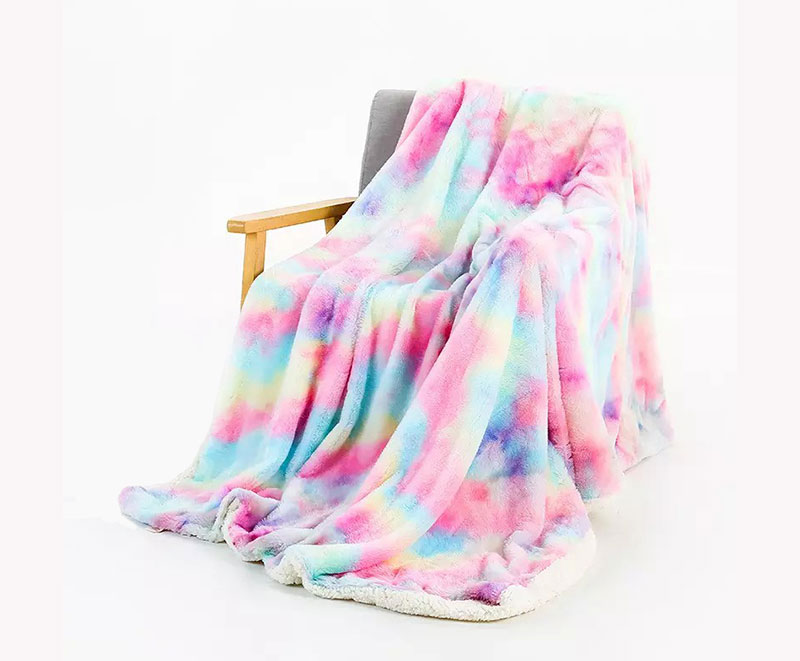 Fashion color design fluffy tie dye PV blanket 1010410