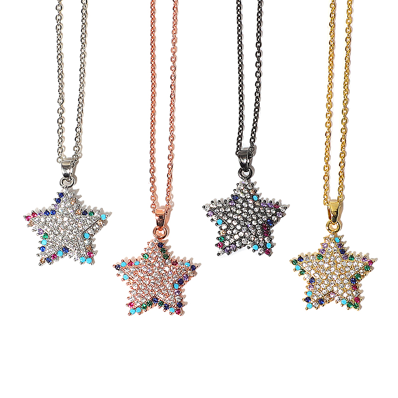 Inlaid Star Shaped Pendant Turquoises Necklaces