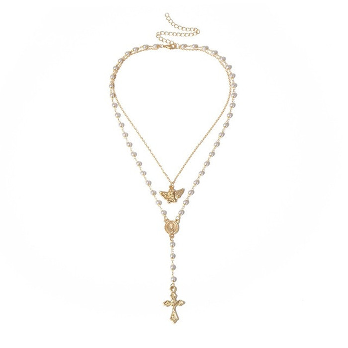 Cross Tassel Charm Necklace