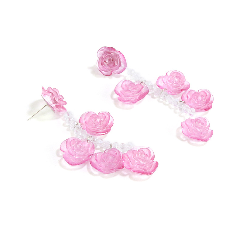 Beaded Earrings | Pink Rose Earrings | French Earrings