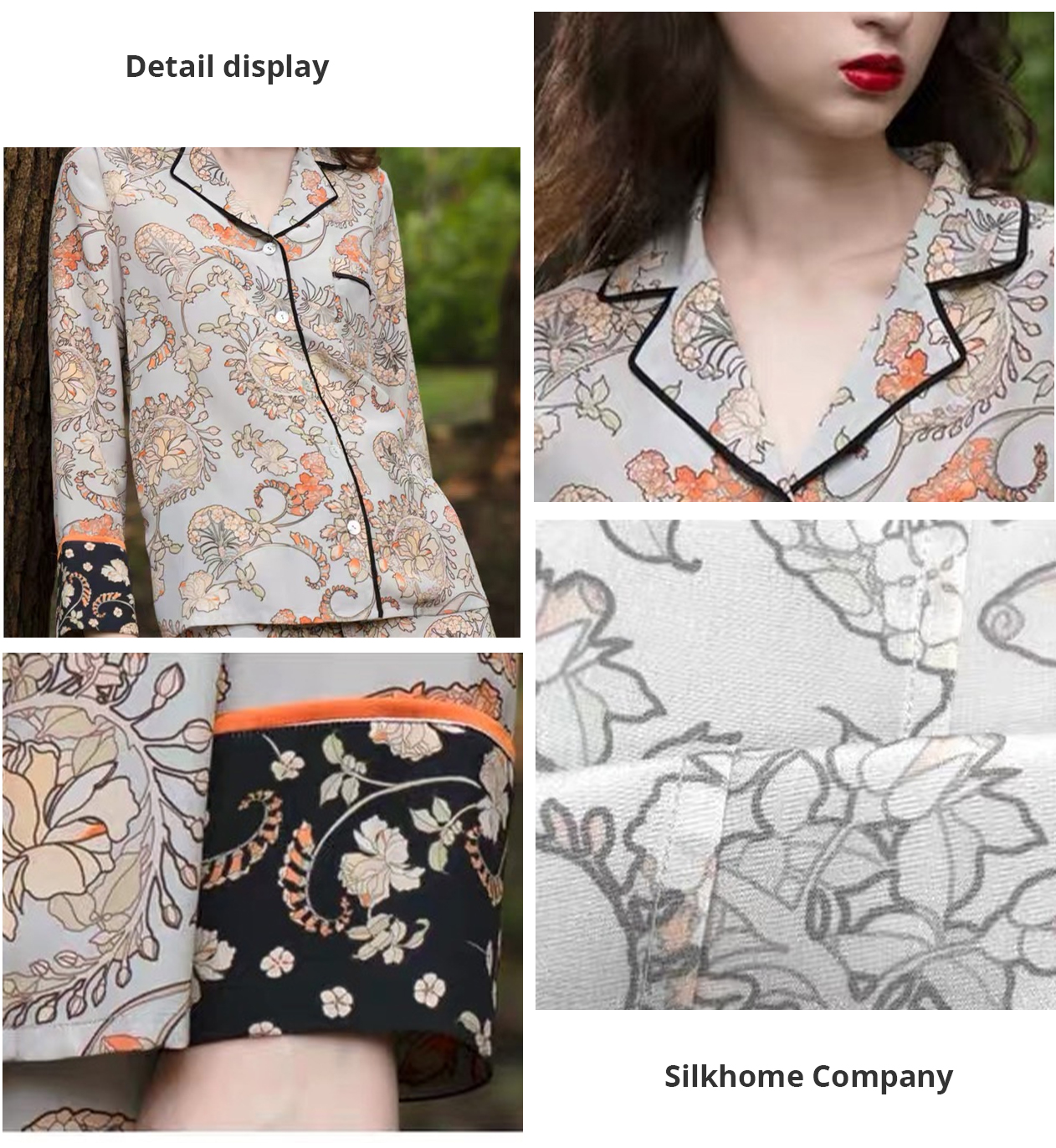 Printed 100% Silk Long-Sleeve Sleepwear | Printed Silk Sleepwear | Long-Sleeve Silk Sleepwear