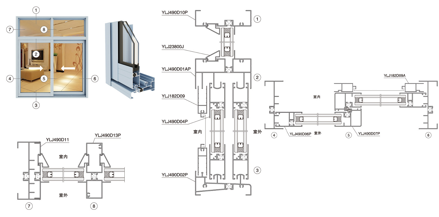 90D series heat insulation sliding window