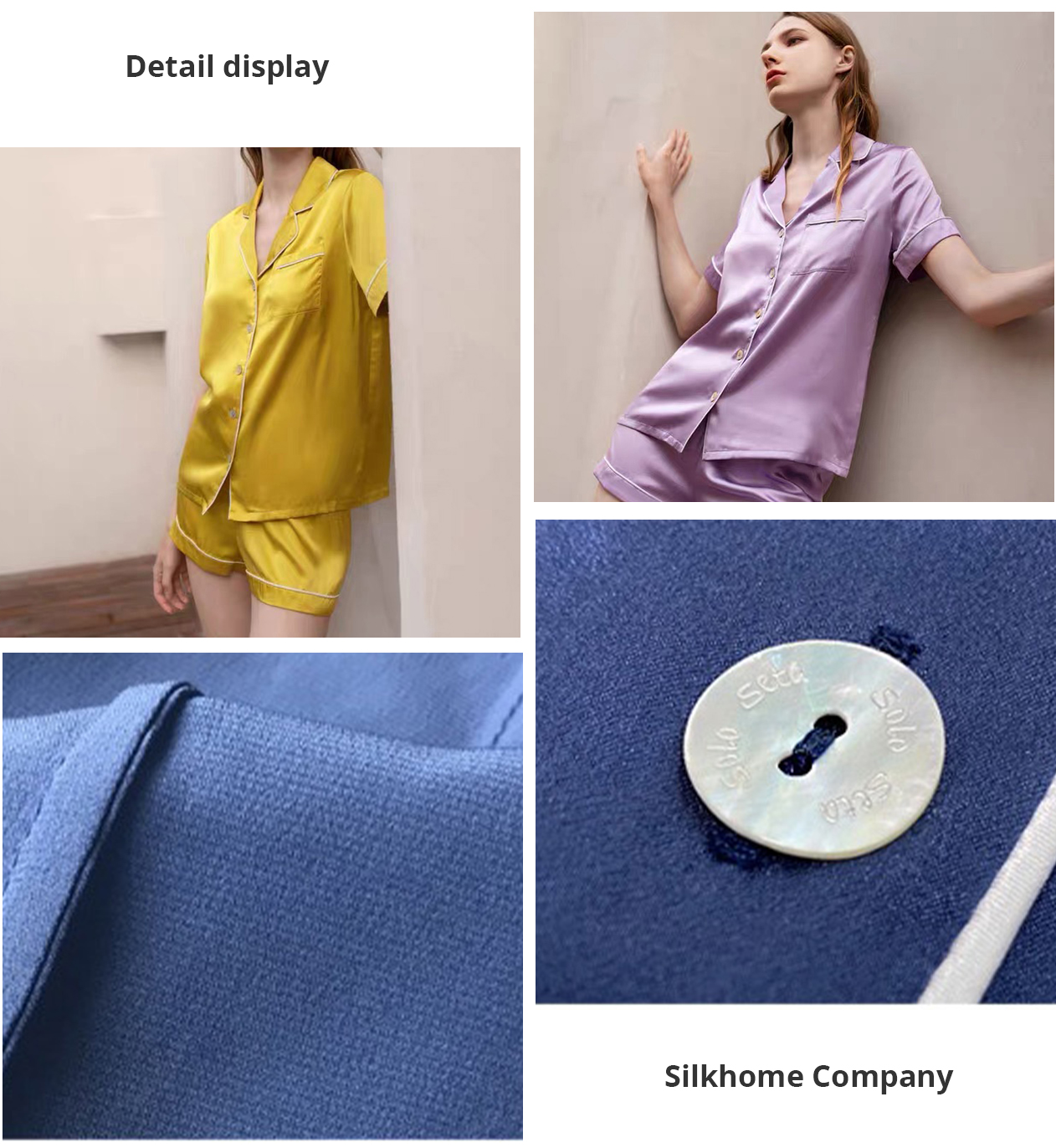Summer Short Sleeves Silk Pajamas Set | Silk Pajamas Set | Short Sleeves Silk Pajamas