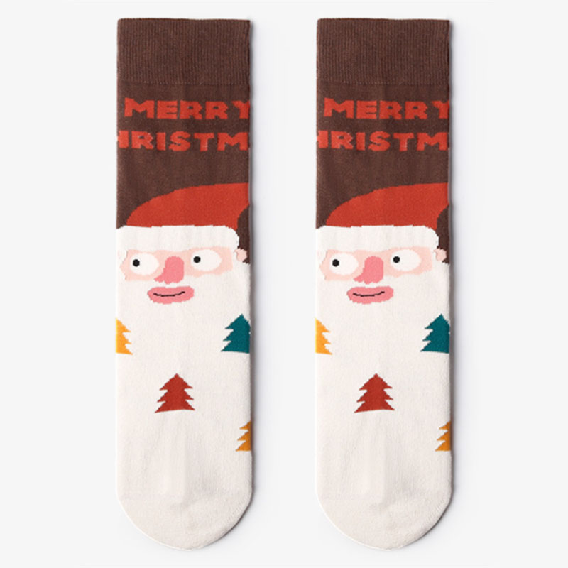 Hot selling funny christmas socks cotton personalized medium tube jacquard christmas socks