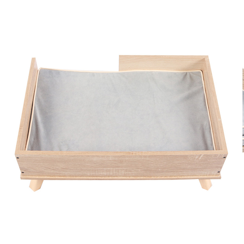 Rectangular solid wood cat bed pet supplies