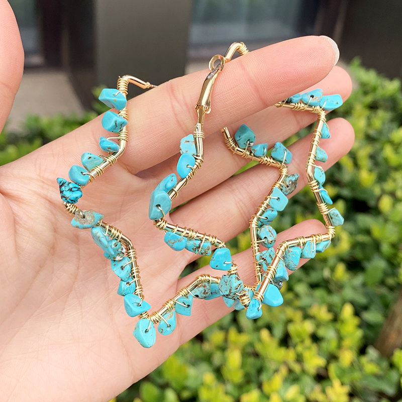 Turquoise twine star earring
