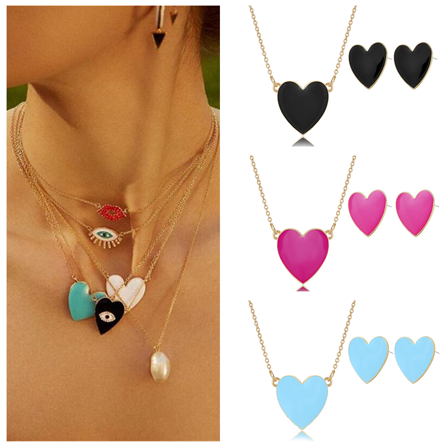 colorful heart jewelry sets