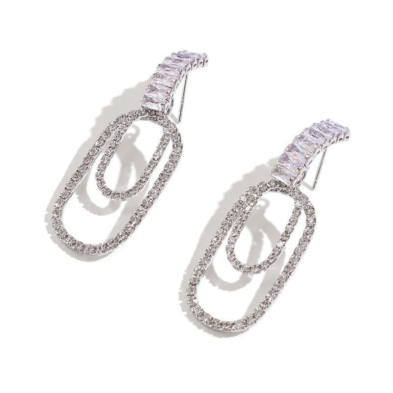 Splicing Circle Earrings | Diamond Inlaid Earrings | Simple Splicing Earrings