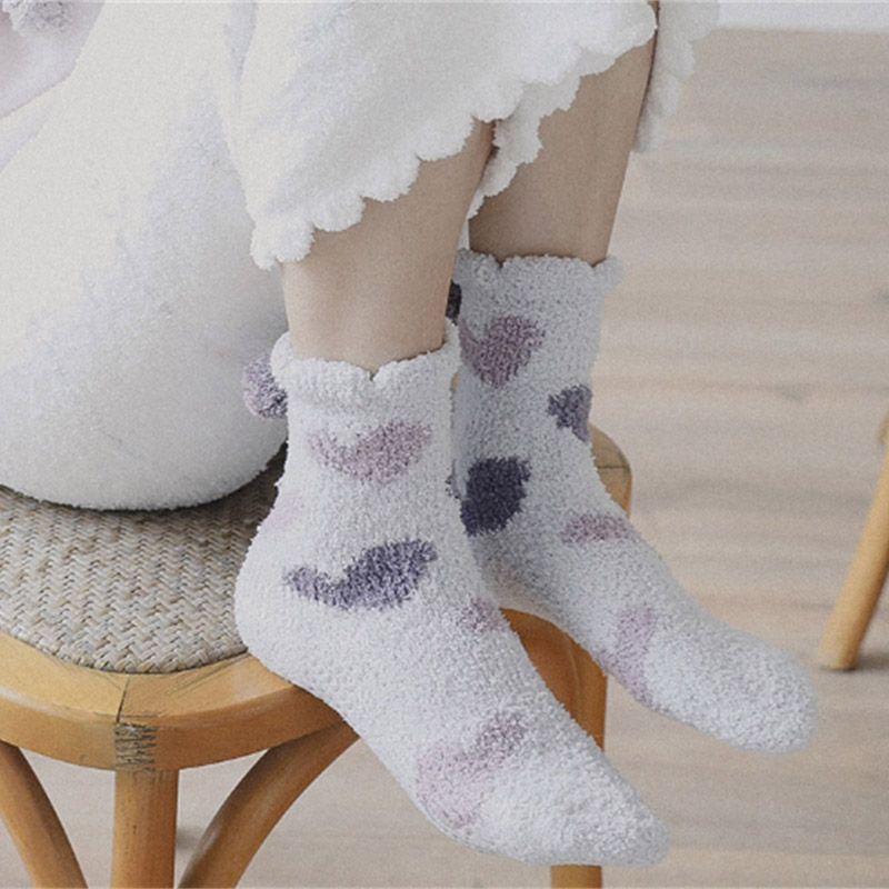 warm fuzzy microfiber warp knitted winter slipper home floor sock