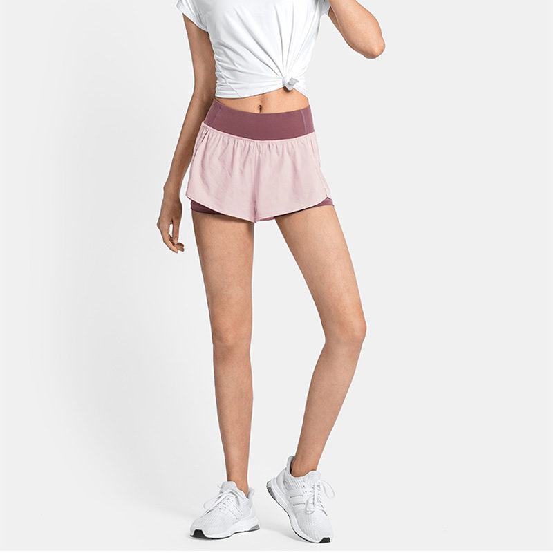 Fashion women Two Layers  Running  Cool Drys reflective point shorts with pocket