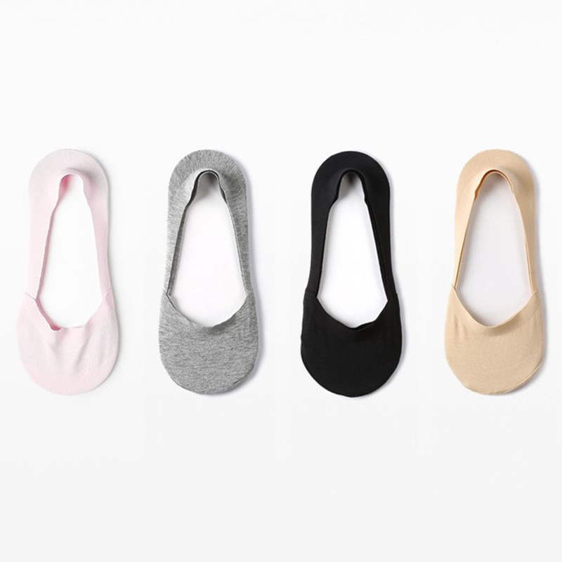 Solid color invisible low cut ankle bamboo silk sock women