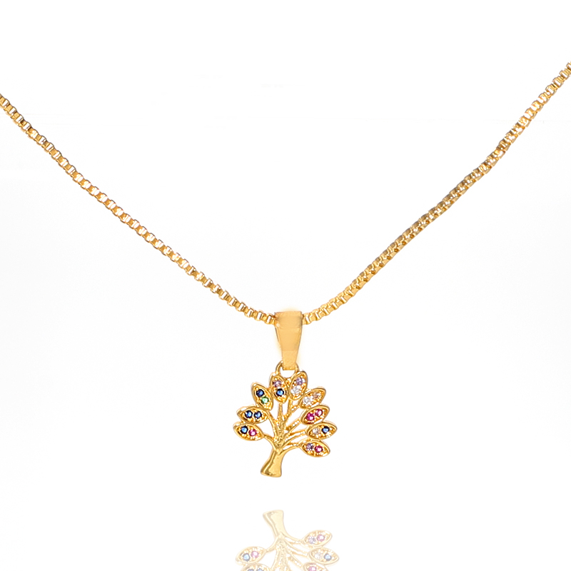 Gold plated Tree of like pendant necklace