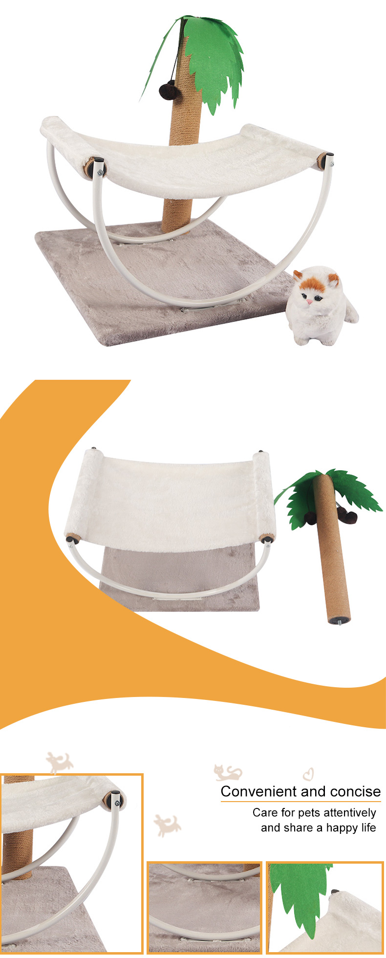 double decker cat bed with coconut tree sisal column pet product