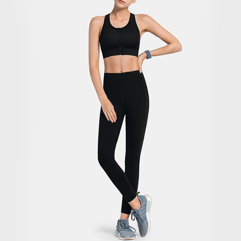 women fitness clothing yoga set with zipper gym sportswear high impact leggings sets