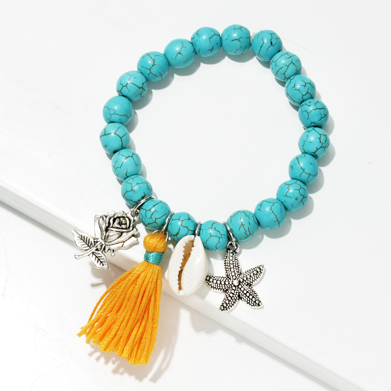Turquoise Beads Bracelet with Charms 