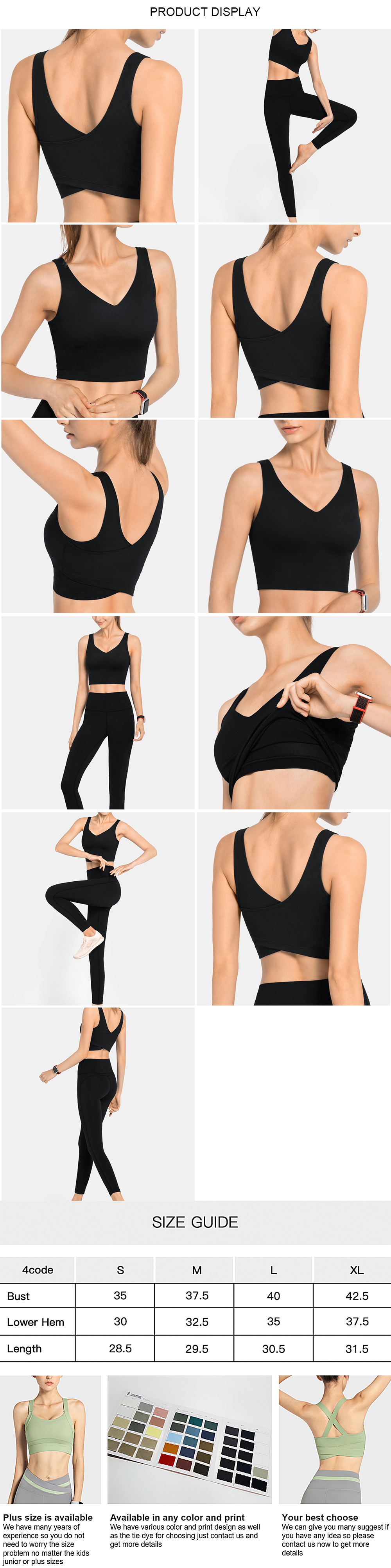 Wholesale custom logo plain fitness yoga bra top big size elastic athletic running sports bra