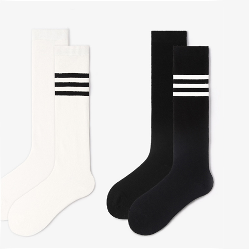 Bulk selling students casuals sports strip stocking white black socks for ladies  boys children