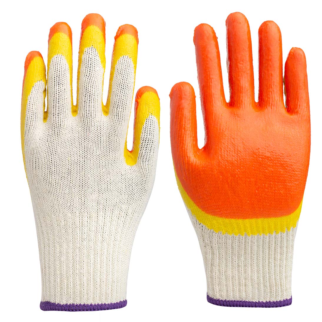 10G polycotton glove double latex coated