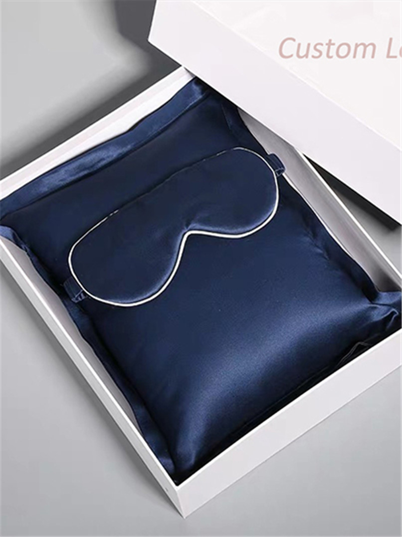 Wholesale Champagne Color Silk Eye Mask And Drawstring Pouch Bag Gift Set in Bulk  
