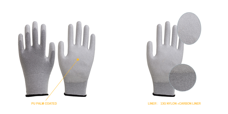 Anti static carbon gloves | PU palm coated gloves | Gloves