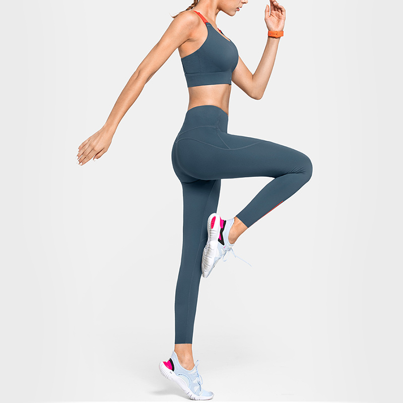Ladies contrast color fitness active wear running gym capri yoga leggings
