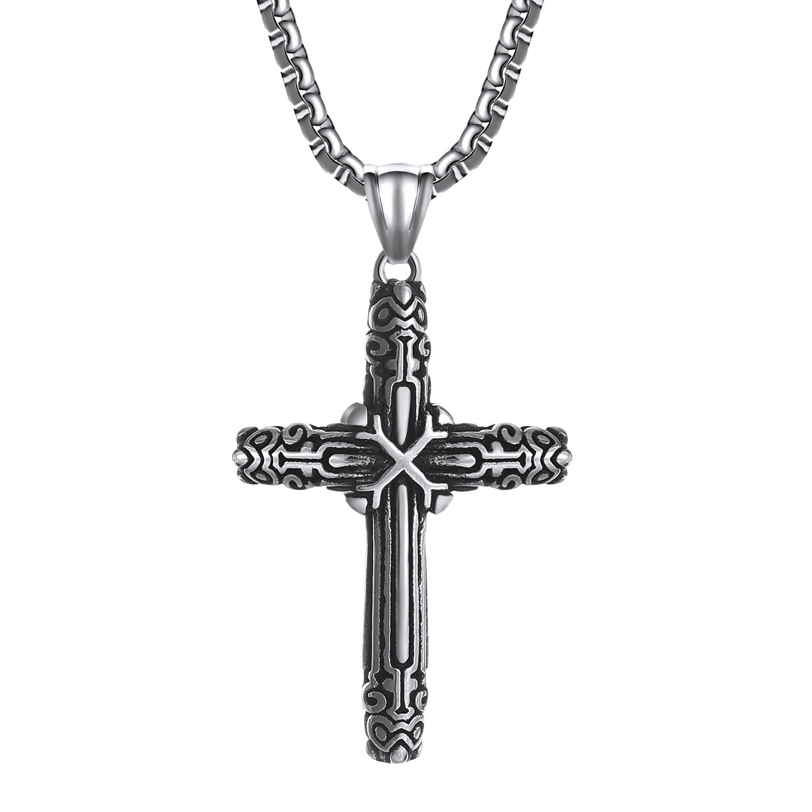 316L Stainless Steel Nail Cross Pendant Necklace