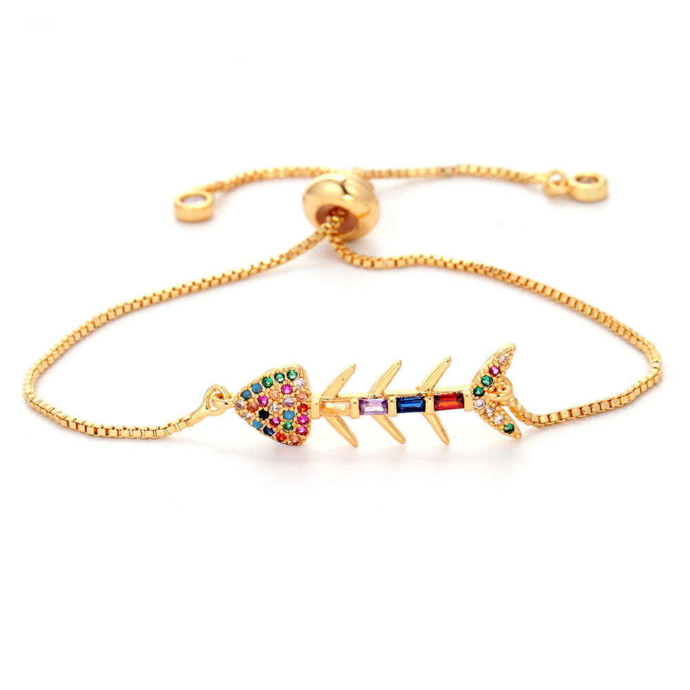 Gold Plated Multiple Design Colorful Cubic Zirconia Charms Bracekets for Women Adjustable Chain Bracelet Luxury Sparkly Bangle Bracelet Jewelry Gift
