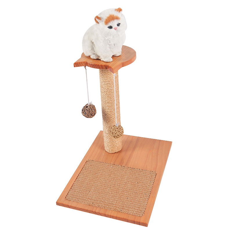 Self - hi solid wood cat toy with sisal board pet product