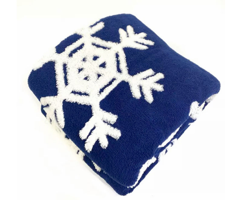 Blue color double layer snowflake design Christmas blanket 1110201