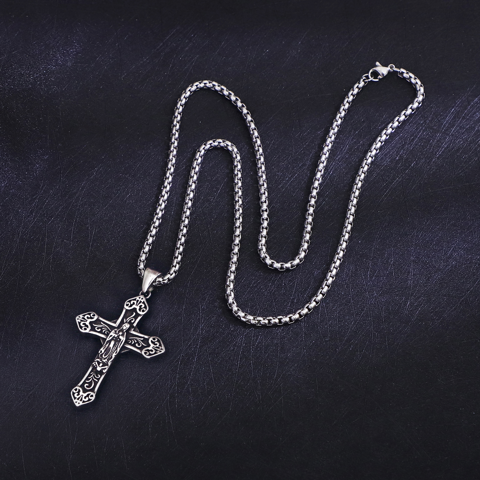 Stainless Steel Holy Virgin Mary Cross Necklace
