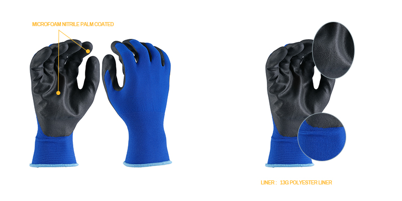 13G polyester liner gloves | Microfoam nitrile gloves | Coated gloves