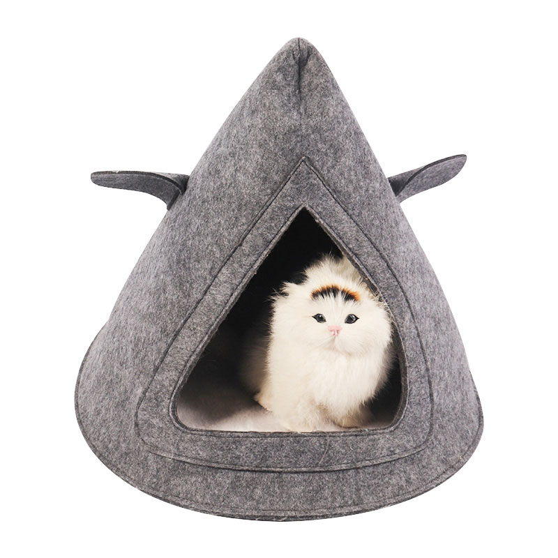 Triangle cat nest in grey felt cloth pet product