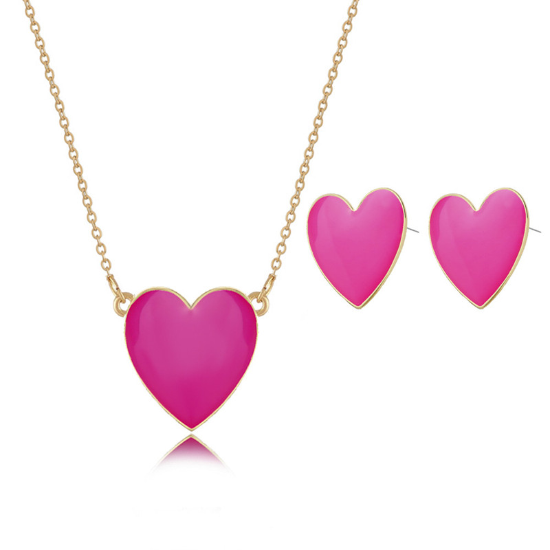 Enamel heart jewelry set