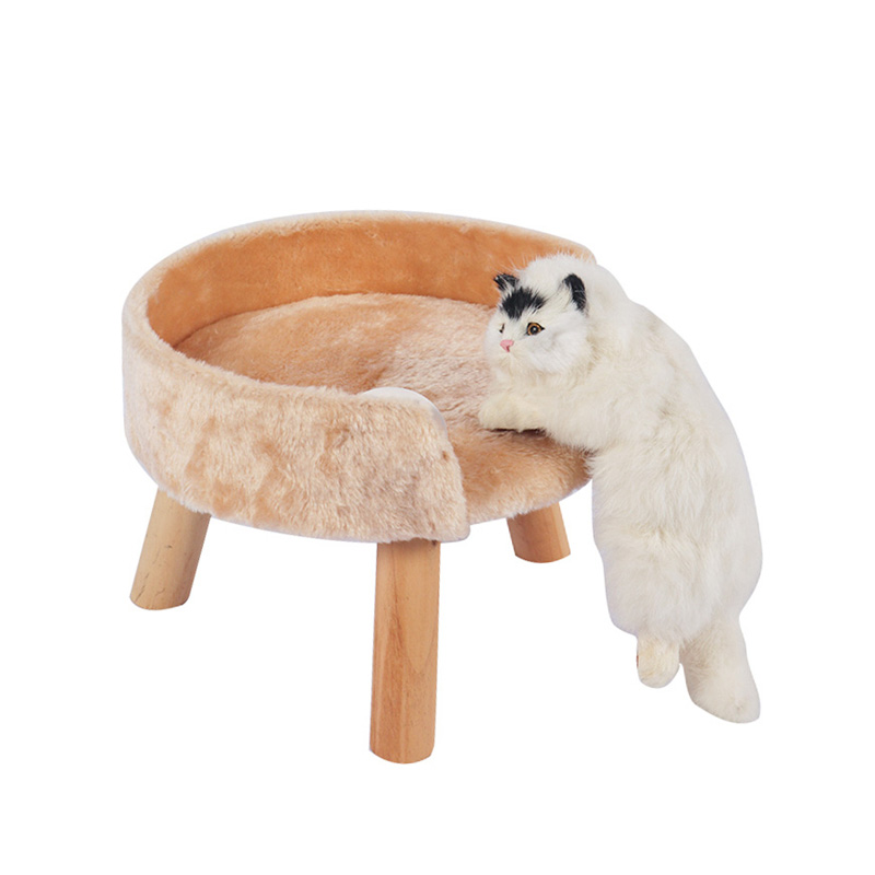 Small solid wood cat bed pet product