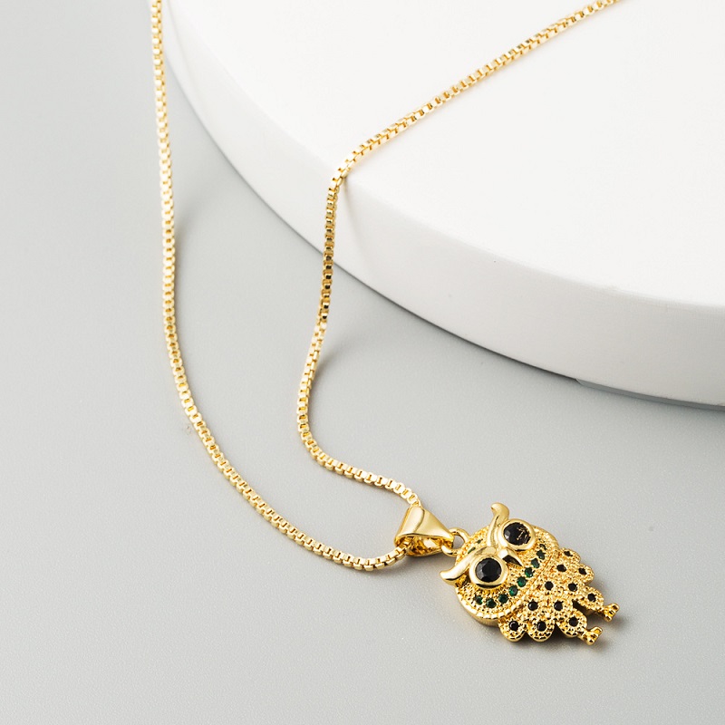 Gold Plated Diamond Owl Necklaces