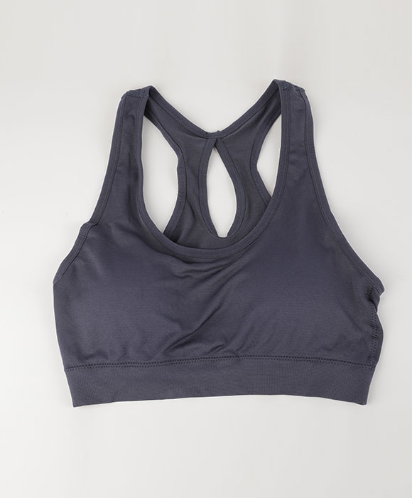 Gray classic fit sports bra