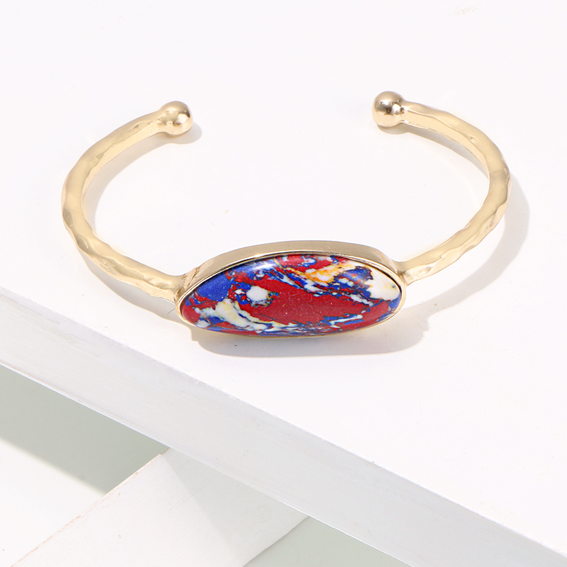 Gold Plated Metal Bangle with Gems