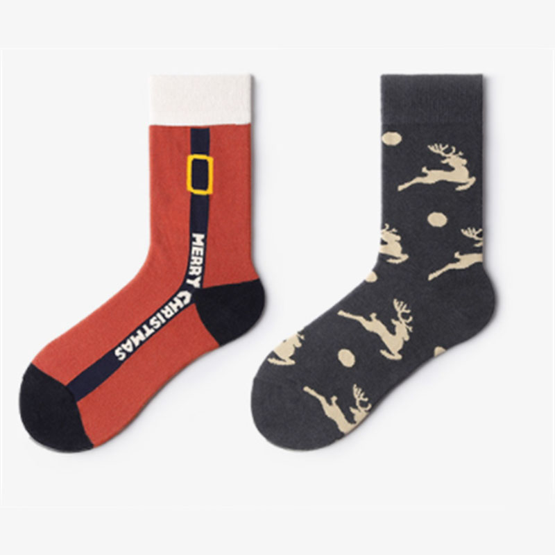 Hot selling funny christmas socks cotton personalized medium tube jacquard christmas socks