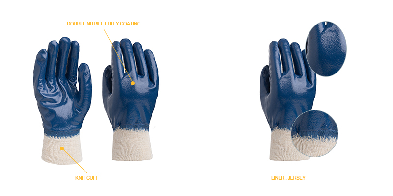 Knit cuff gloves | Heavy nitrile gloves | Fully coated gloves