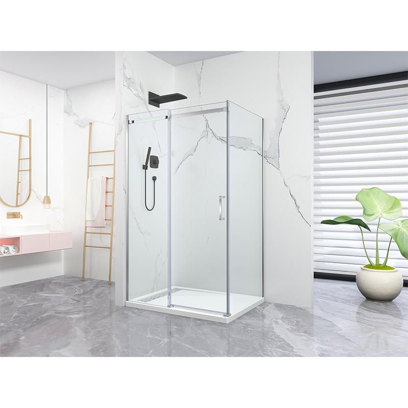 Grey Glass Rectangular Sliding Shower Room