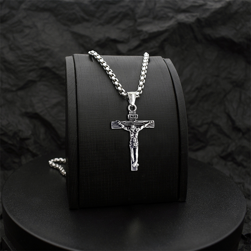 Vintage Roman Style Christian Catholic Jesus Cross Necklace