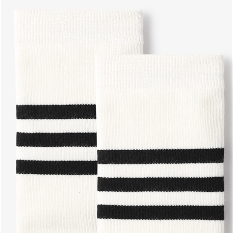 Bulk selling students casuals sports strip stocking white black socks for ladies  boys children