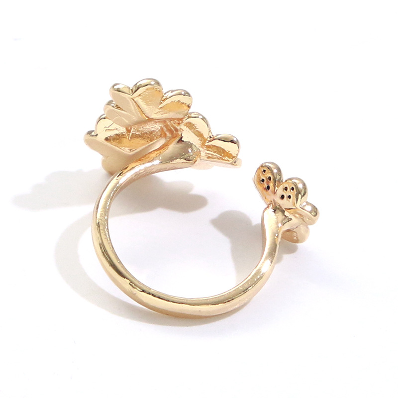 Retro ring | Fashion diamond ring | Petal flower ring